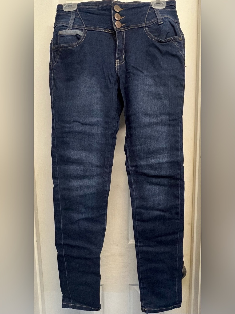 High-Rise Skinny Jeans in Dark Blue - Women's